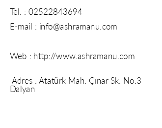 Ashram Anu Hotel & Apart iletiim bilgileri